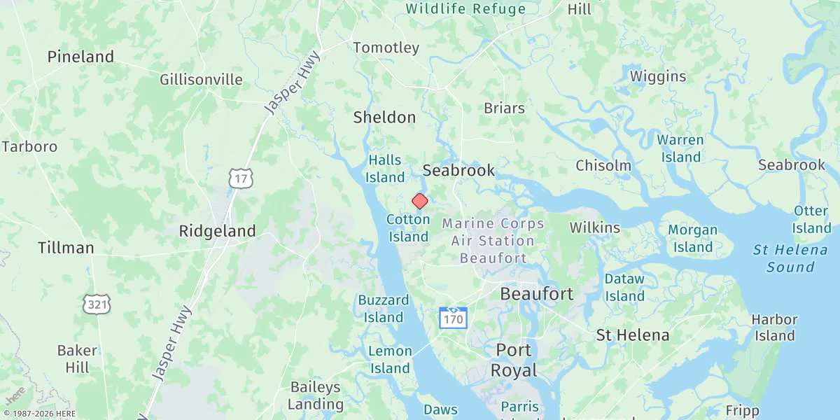 Map preview for Corning Landing, Whale Branch, Broad River, South Carolina