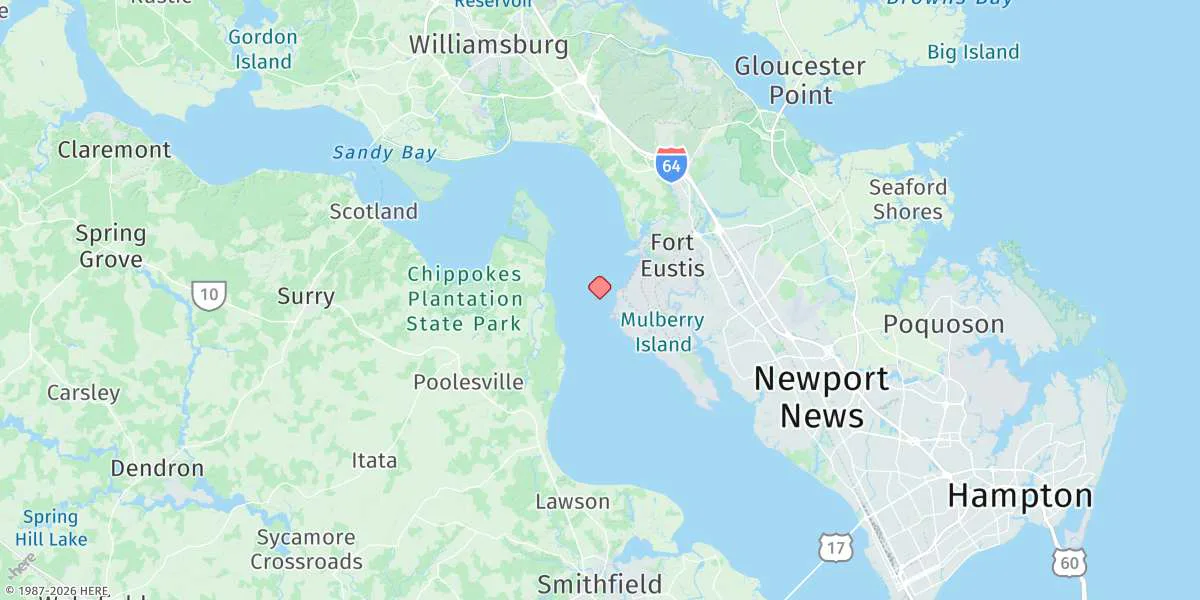 Map preview for Mulberry Point, Fort Eustis, Virginia