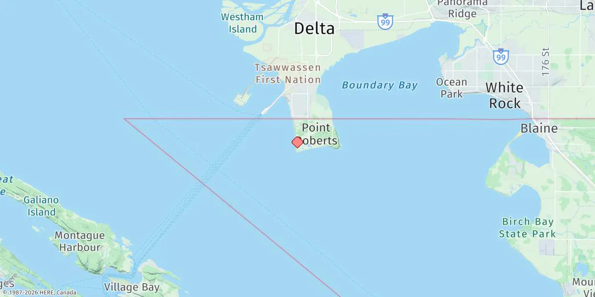 Map preview for Point Roberts, Puget Sound