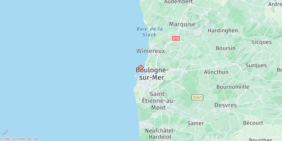Map preview for Boulogne-sur-Mer