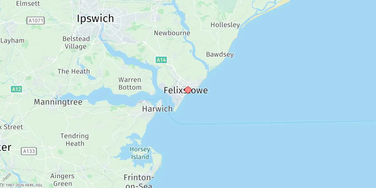 Map preview for Felixstowe