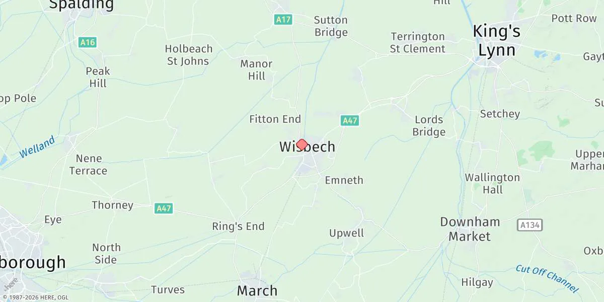Map preview for Wisbech