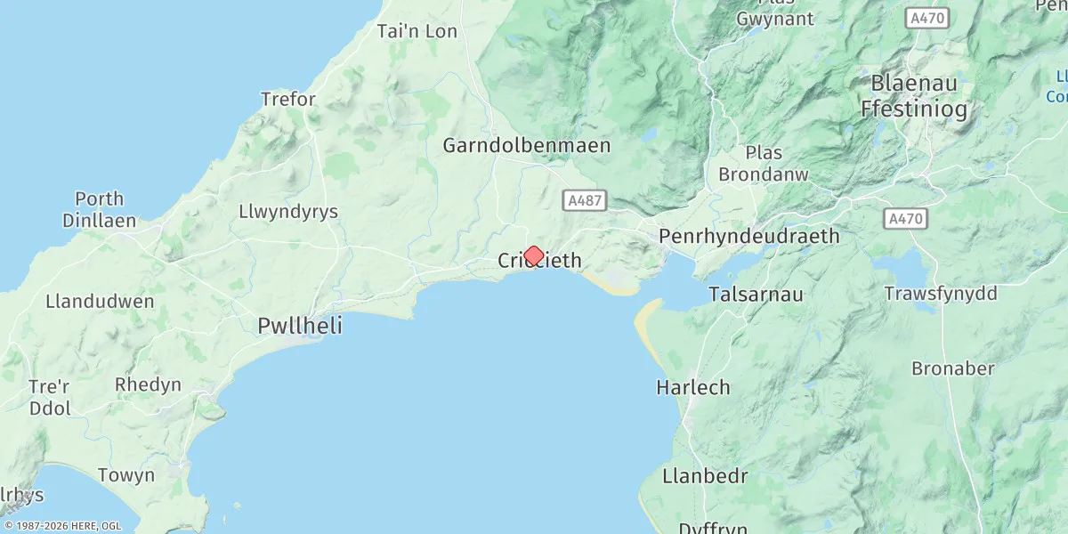 Map preview for Criccieth