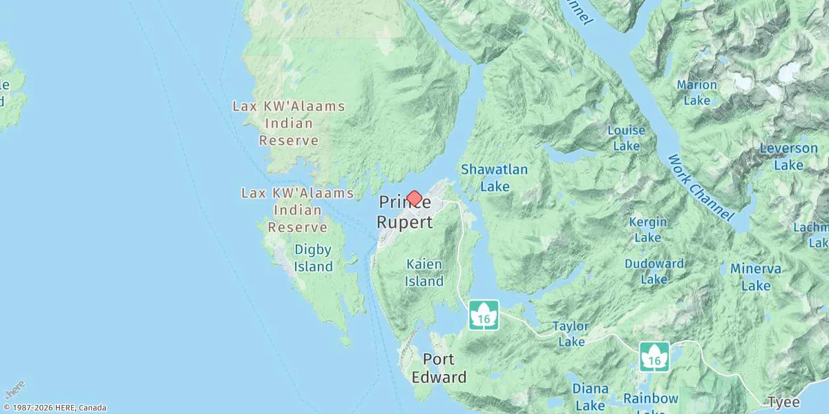 Map preview for Prince Rupert