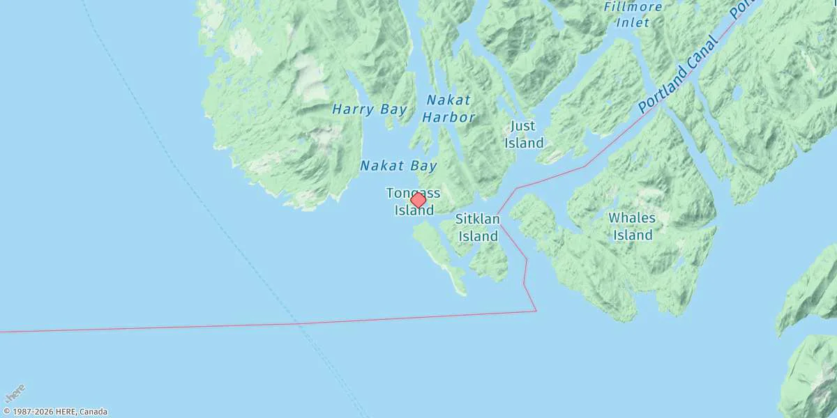 Map preview for Port Tongass, Tongass Island, Dixon Entrance, Alaska