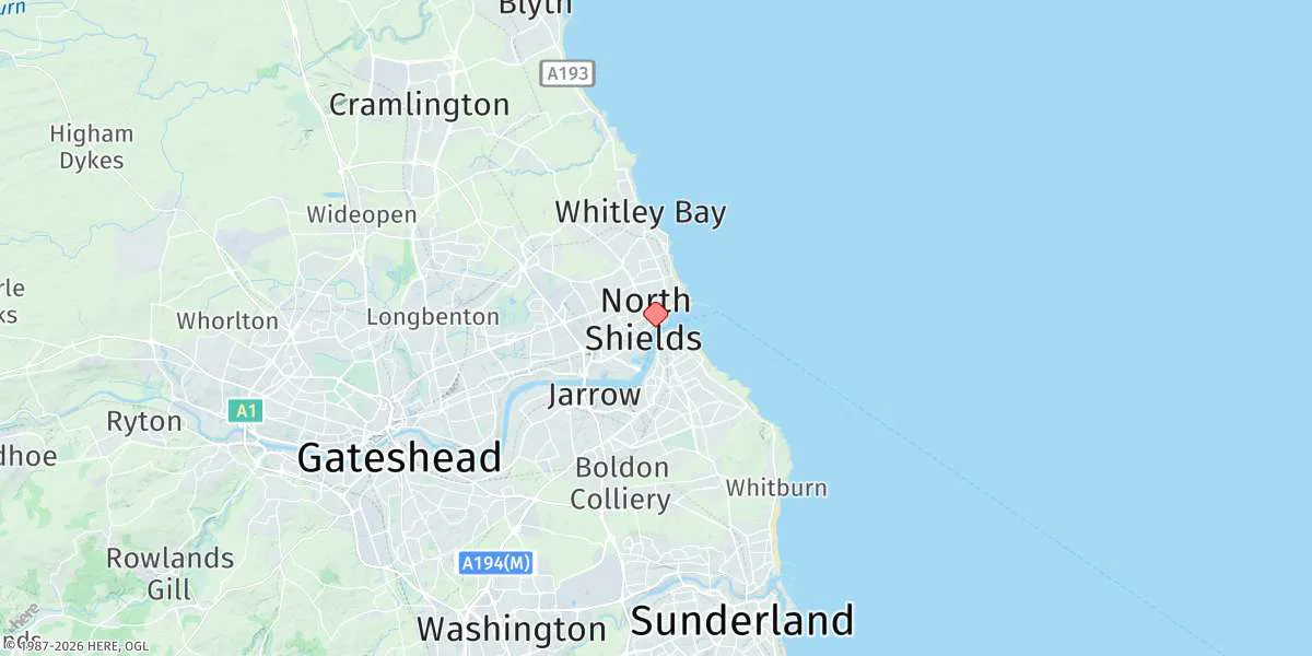 Map preview for North Shields